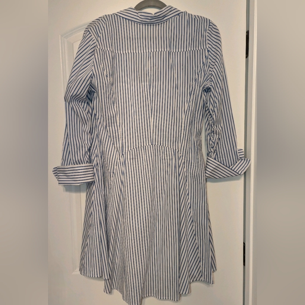 Venus Blue & White Striped Collared Shirt Dress NWT - Picture 3 of 4